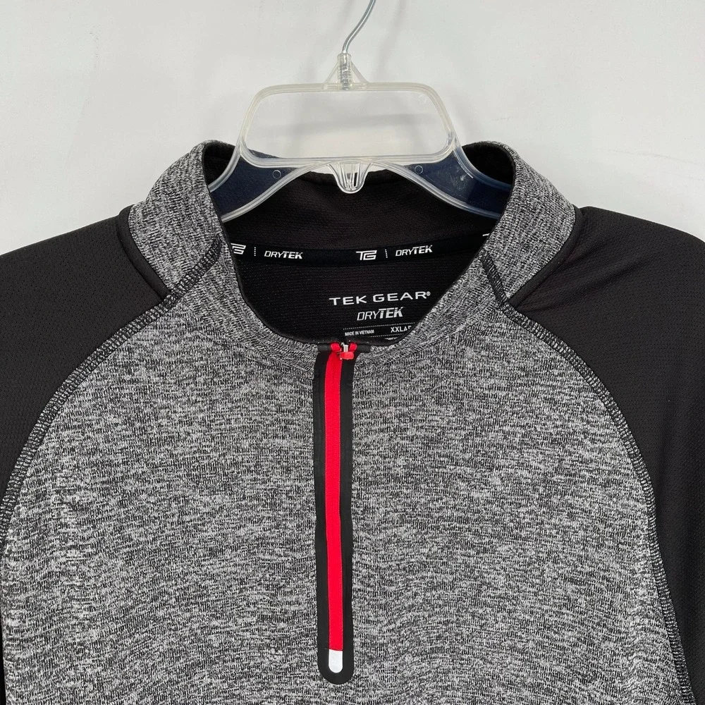 Tek Gear Men's Gray Black DryTek 1/4 Zip Training Pullover Sweatshirt Size XXL